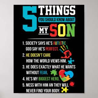 5 Things You Should Know About My Son Autism Poster
