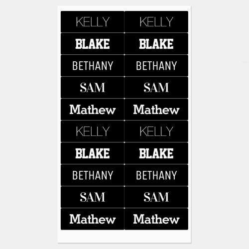 5 Unique Names Black  White Labels