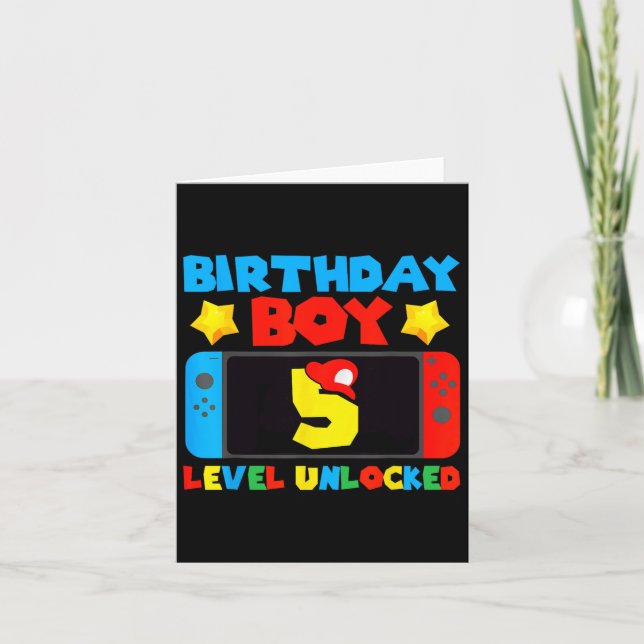 5 Unlocked Video Game 5th Birthday Boy Gamer  Card (Front)