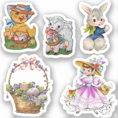 5 Vintage Easter Stickers