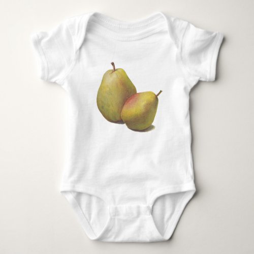 5 vintage pears illustrated baby bodysuit