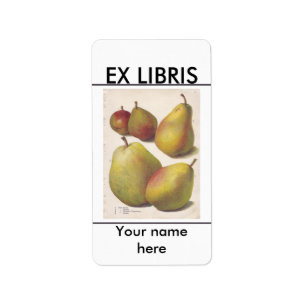 5 vintage pears illustrated bookplate