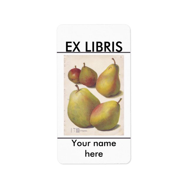 5 vintage pears illustrated bookplate (Front)
