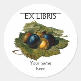 5 vintage plums painting bookplate