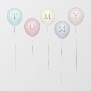 5 Vintage Sepia Pinks & Grays Custom Balloons Wall Decal