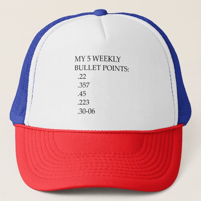 5 Weekly Bullet Points hat (Front)