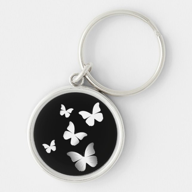 5 White Butterflies Keychain (Front)