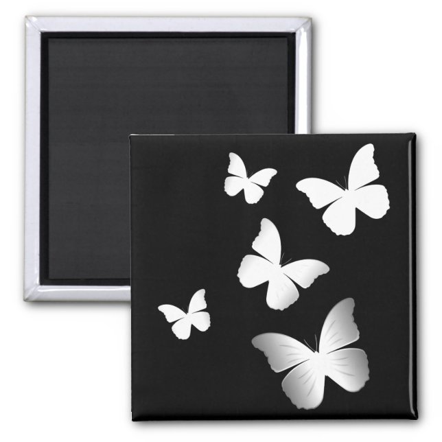5 White Butterflies Magnet (Front)