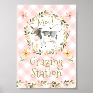 5"x7" Grazing Station Farm Animals Food SignPoster Poster