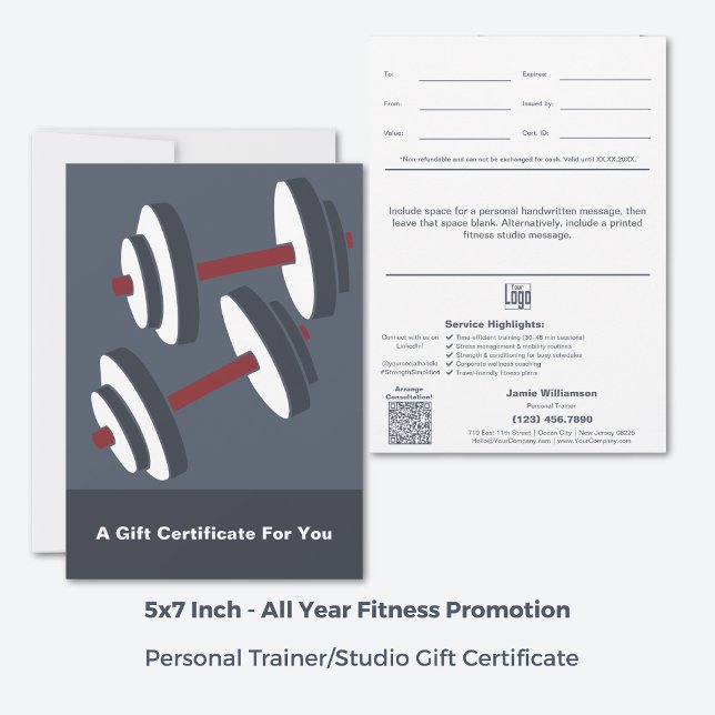 5"x7" Minimal Corporate Wellness Gift Certificate (5"x7" Minimal Corporate Wellness Gift Certificate, Personal Trainer Marketing Tool)