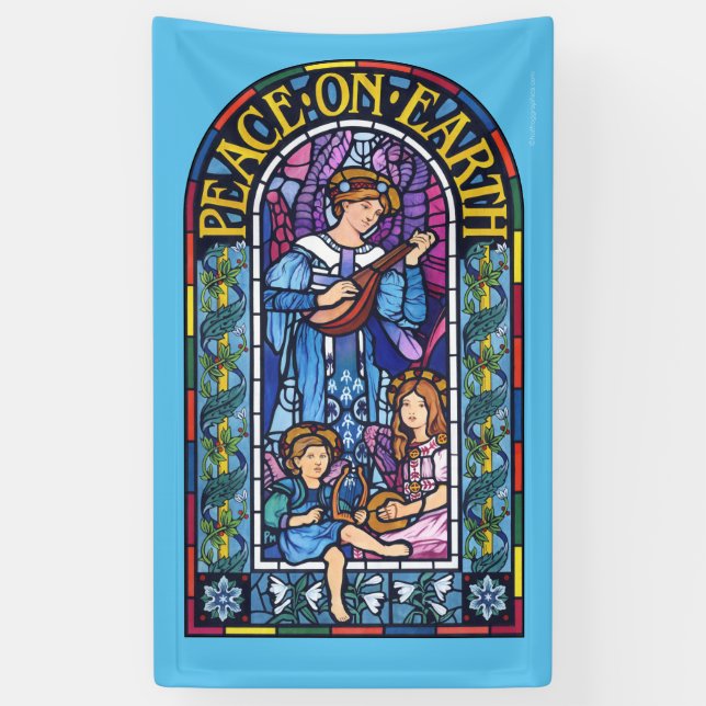 5' x 3' Christmas vinyl Banner Stained glass (Vertical)