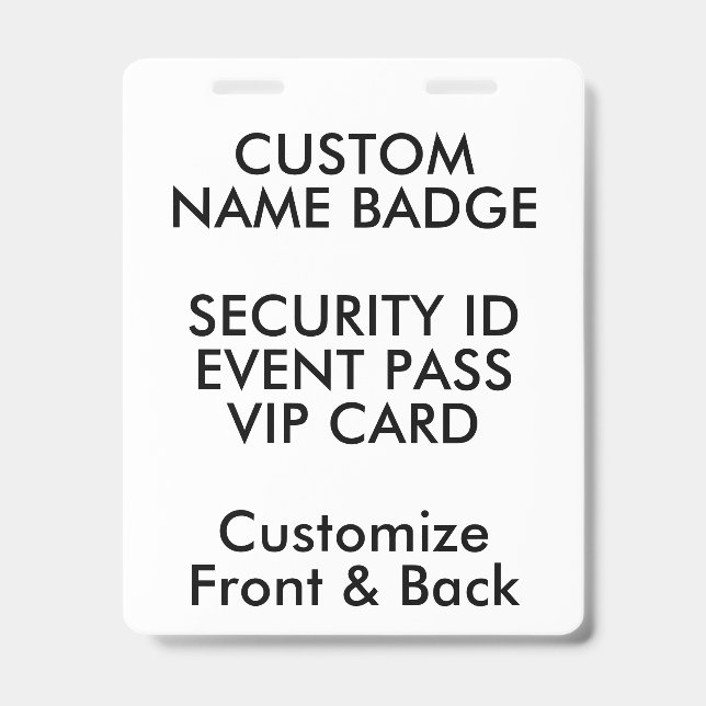 5" x 4" Custom Name Badge, ID Card Blank Template Badge (Front)