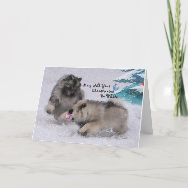 5 x 7 2018 Holiday Keeshond Christmas card (Front)