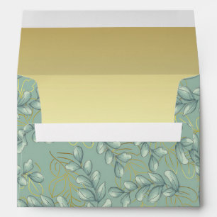 5 x 7 Antique Mint Green Leaves Envelope