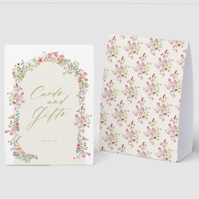 5 x 7 arch Cards & Gifts floral bridal shower sign (Front/Back)