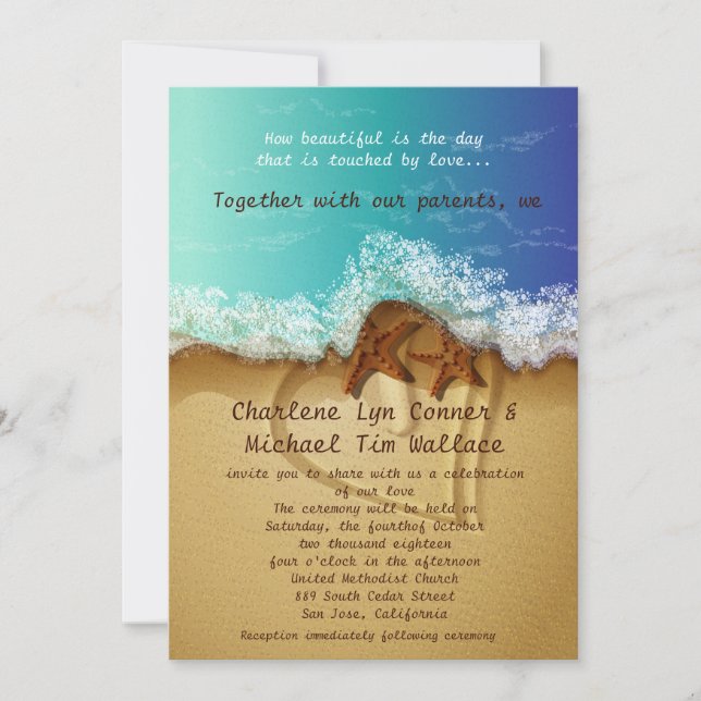 5" x 7" Beach Wedding Invitation (Front)