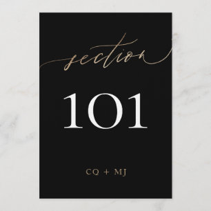 5 x 7" Black Gold Calligraphy Wedding Table Number