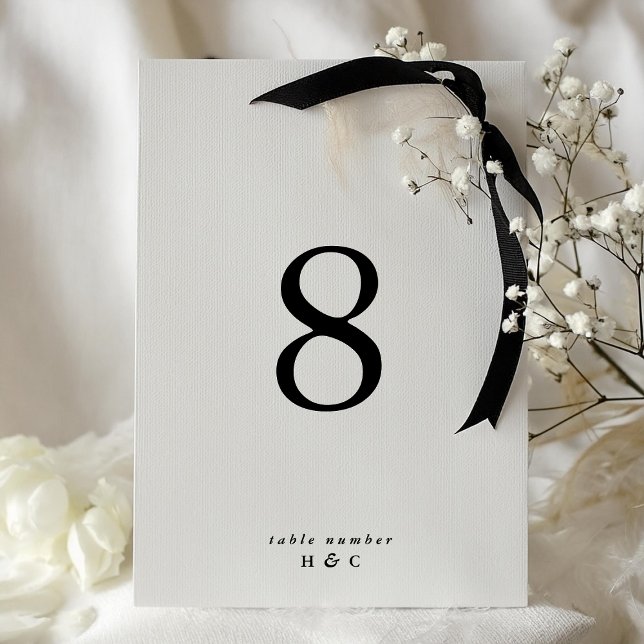 5 x 7 Black Simple Modern Wedding Table Numbers (Creator Uploaded)