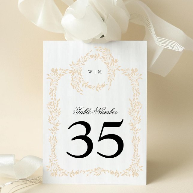 5 x 7 Blush Crest Elegant Wedding Table Numbers (Creator Uploaded)