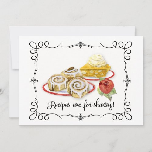 5 x 7 Bridal Shower Recipe Card Desserts Retro