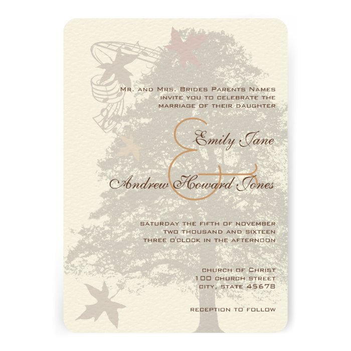 Brown Oak Tree Wedding Invitation