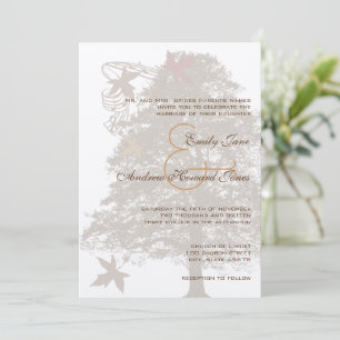 5 x 7 Brown Oak Tree Wedding Invitation