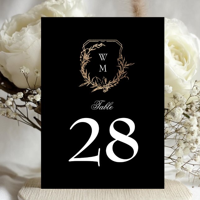 5 x 7 classic black white gold crest table number (Creator Uploaded)