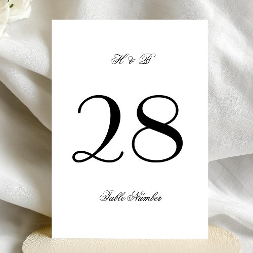 5 x 7 Classic White  Black Wedding Table Number