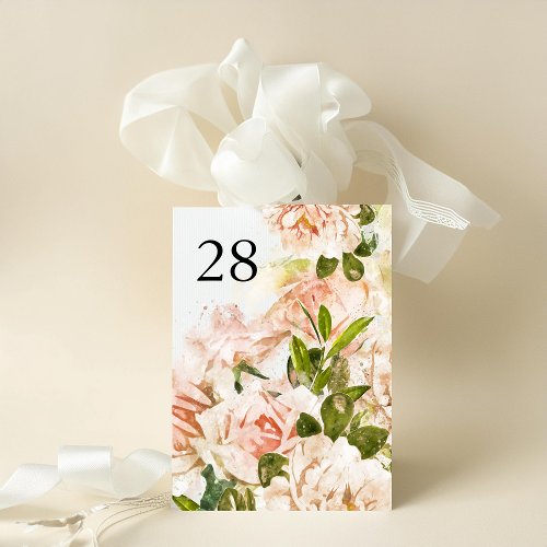 5 x 7 Elegant Rose Wedding Table Numbers