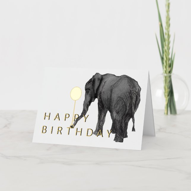 5 X 7 Elephant Birthday Card  (Front)