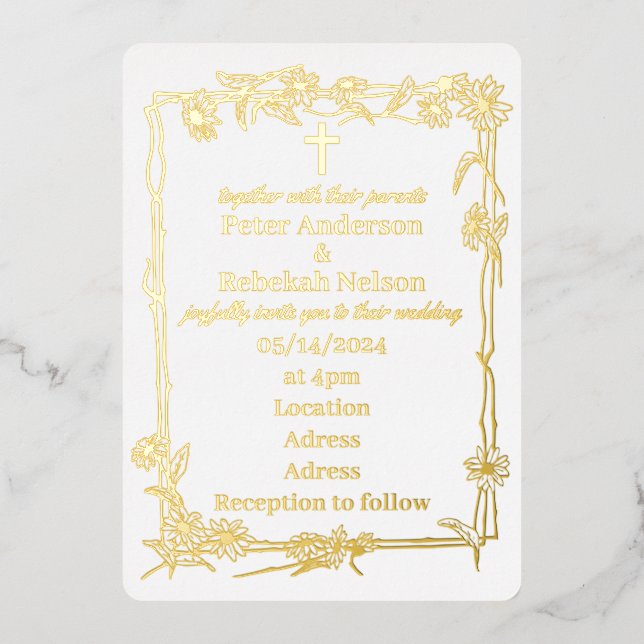 5" x 7" Foil Wedding Invitation (Front)