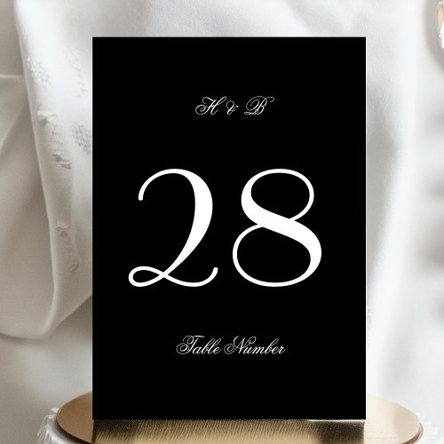 5 x 7 Formal Black White Wedding Table Number