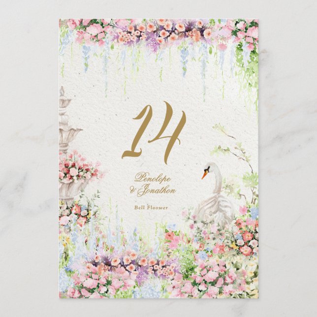 5 X 7 french chateau Wedding Table Number (Front)