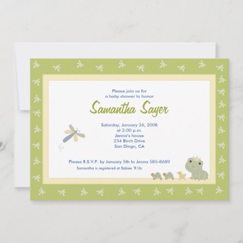 5 x 7 Froggy Tales Frog Prince Baby Shower Invitation