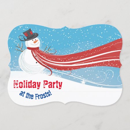 5" X 7" Fun Snowman Christmas Party Invitation