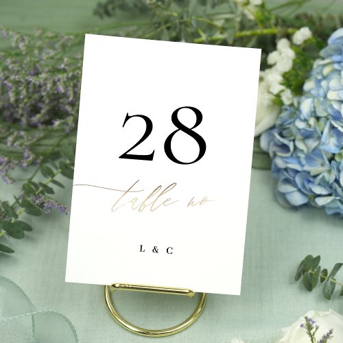 5 x 7 Gold Calligraphy Modern Wedding Table Number