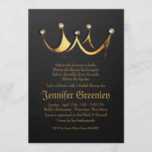 5" x 7" Gold Royal Queen Crown Bridal Shower Invitation