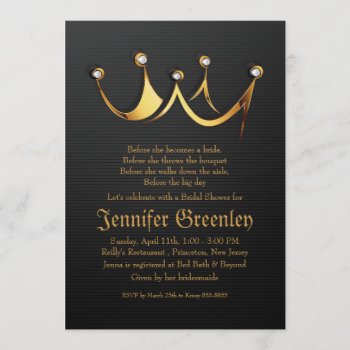 5" X 7" Gold Royal Queen Crown Bridal Shower Invitation by zlatkocro at Zazzle