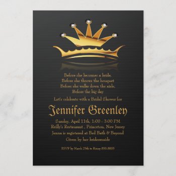 5" X 7" Gold Royal Queen Crown Invitation by zlatkocro at Zazzle