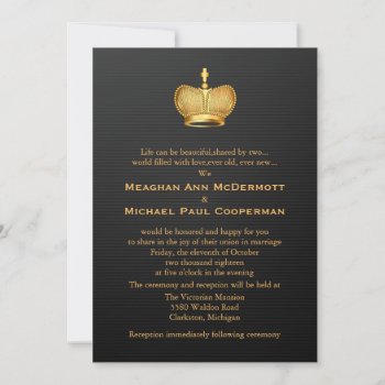 5" X 7" Gold Royal Queen Crown Wedding Invitation by zlatkocro at Zazzle