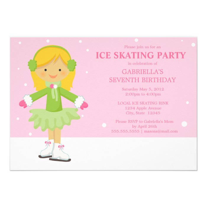 5 x 7 Ice Skating  Birthday Party Invite