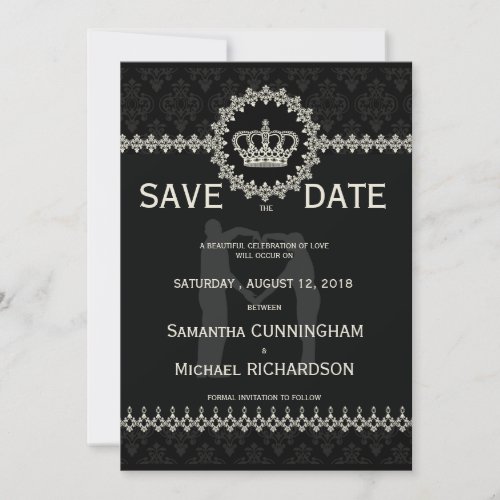  5 x 7 Modern Laces Crown Wedding Passport Save The Date