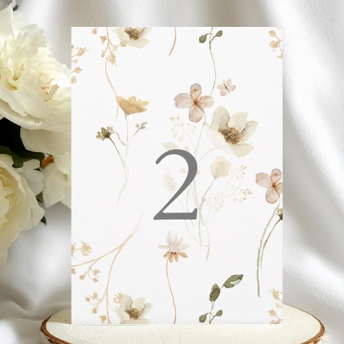 5 x 7 Modern Pampas Wedding Table Numbers