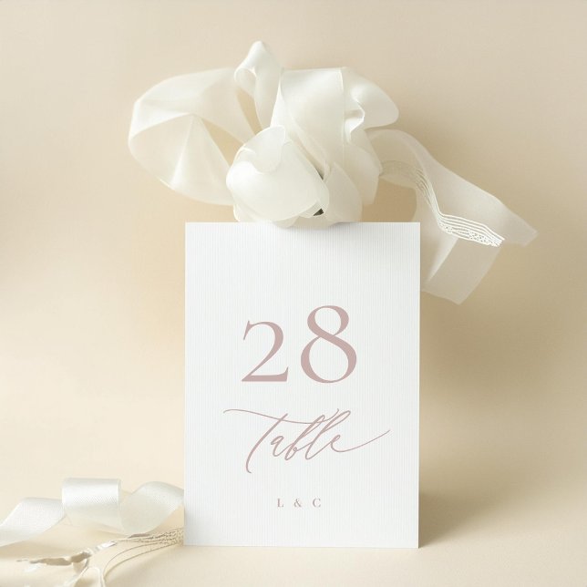 5 x 7 Modern Pink Taupe Calligraphy Table Numbers (Creator Uploaded)