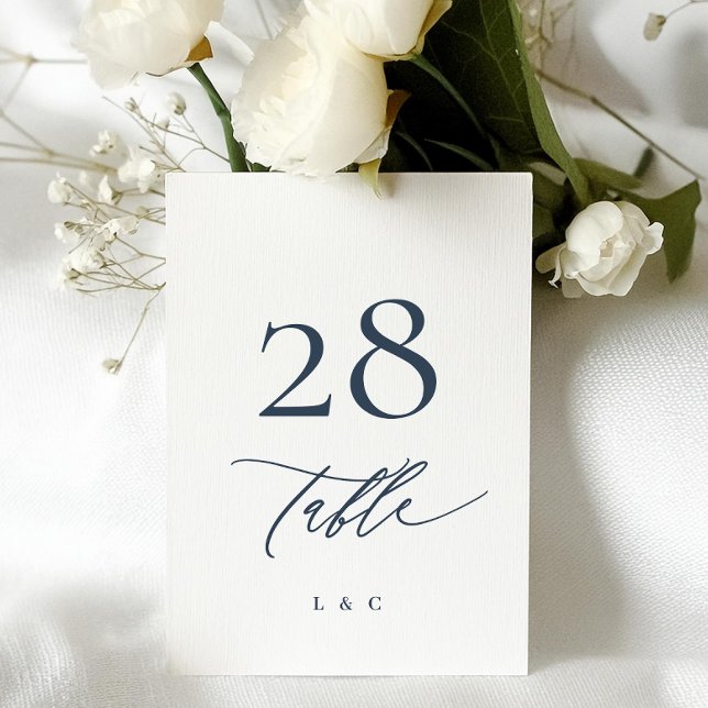 5 x 7 Navy Blue White Modern Wedding Table Numbers (Creator Uploaded)