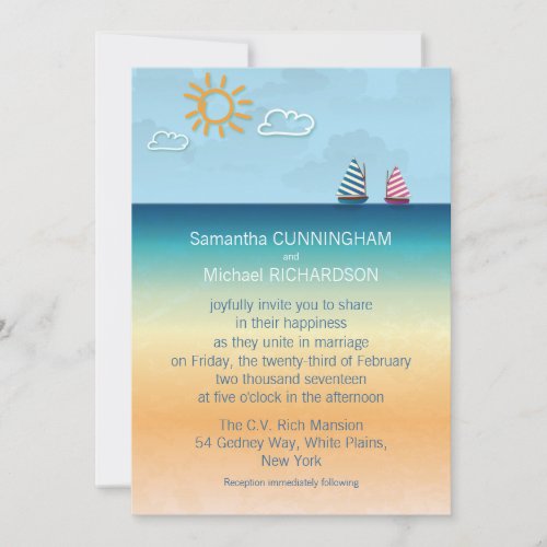 5" x 7" Ocean Sand Beach Theme Wedding Invitation