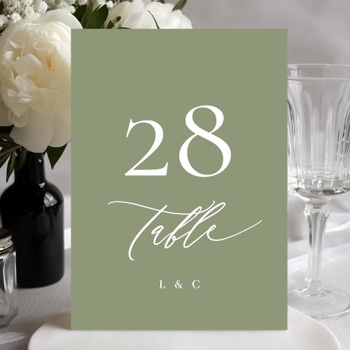5 x 7 Sage Green Modern Calligraphy Table Numbers