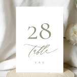5 x 7 Sage Green White Modern Wedding Table Number<br><div class="desc">***this design is part of a matching collection*** _______________________ this design template is fully editable / customizable by you the customer - click personalize further button if you wish to move, add, delete, or make significant changes to the design _______________________ *if you have any DESIGN questions or need more designs...</div>
