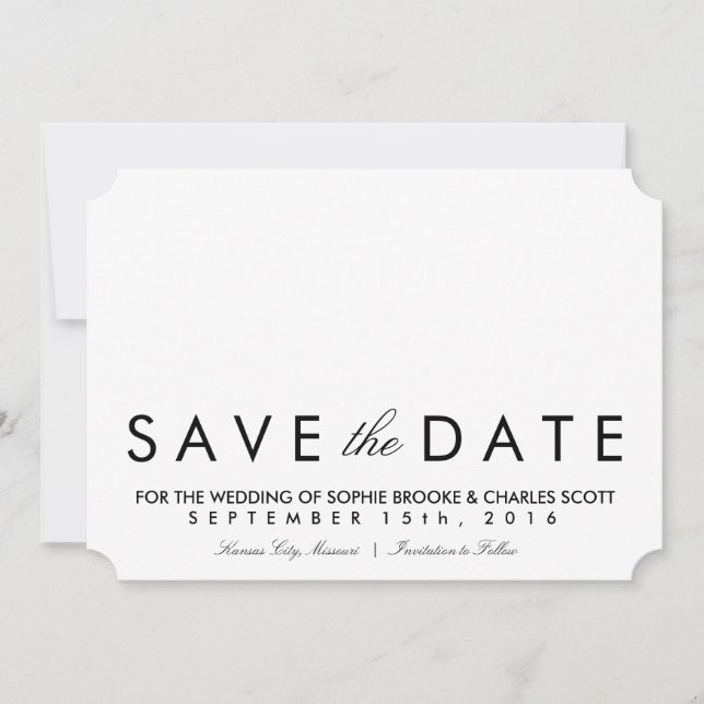 5" x 7" Simple Chic Ticket Save the Date Template (Front)