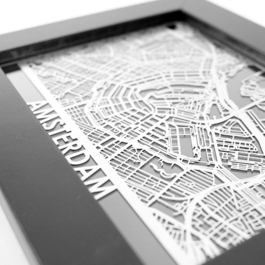 5" X 7" Stainless Steel Cut Amsterdam City Map (Detail)